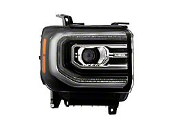 OEM Style Full LED Projector Headlight with DRL; Black Housing; Clear Lens; Passenger Side (16-18 Sierra 1500 Denali)