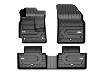 3W All Weather Front and Rear Floor Liners; Black (19-23 Sierra 1500 Crew Cab w/ Front Bucket Seats)