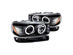 Dual Halo Projector Headlights with Bumper Lights; Matte Black Housing; Clear Lens (99-06 Sierra 1500, Excluding Denali)