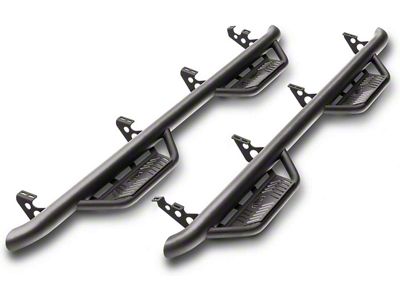 N-Fab Cab Length Podium Nerf Side Step Bars; Textured Black (17-23 F-350 Super Duty SuperCrew)