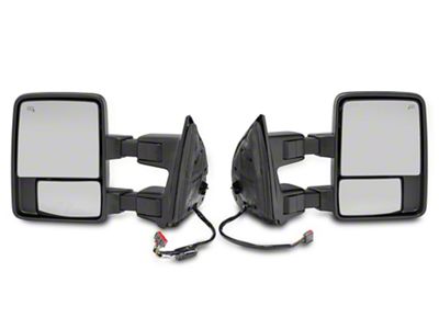 Powered Heated Power Folding Towing Mirrors; Textured Black (11-16 F-350 Super Duty)