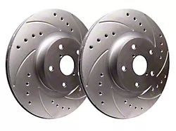 SP Performance Cross-Drilled and Slotted 8-Lug Rotors with Silver Zinc Plating; Front Pair (13-22 4WD F-250 Super Duty)