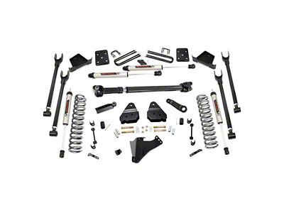 Rough Country 6-Inch 4-Link Suspension Lift Kit with Front Driveshaft and V2 Monotube Shocks (17-22 4WD 6.7L Powerstroke F-250 Super Duty w/ 4-Inch Rear Axle & w/o Factory Overload Springs)