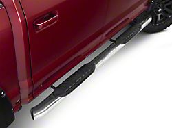 Barricade 5-Inch Oval 60 Degree Bent End Side Step Bars; Stainless Steel (17-23 F-250 Super Duty SuperCrew)