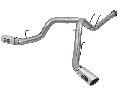 AFE Large Bore-HD 4-Inch DPF-Back Dual Exhaust System with Polished Tips; Side Exit (17-22 6.7L Powerstroke F-250 Super Duty)
