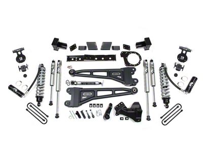 BDS 6-Inch Coil-Over Radius Arm Suspension Lift Kit with Rear Lift Blocks and Fox Shocks - Black Arms (20-22 4WD 6.7L PowerStroke F-250 Super Duty)