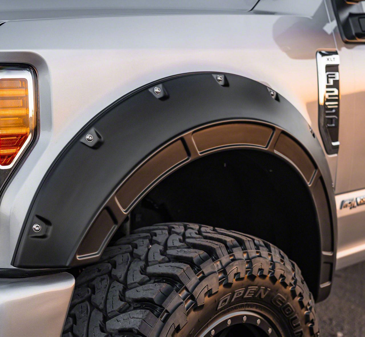 Rough Country F350 Super Duty Defender Fender Flares; OE Black A