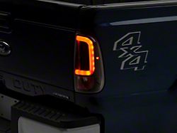OLED Tail Lights with Scanning Turn Signals; Black Housing; Smoked Lens (11-16 F-250 Super Duty)