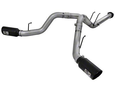 AFE Large Bore-HD 4-Inch DPF-Back Dual Exhaust System with Black Tips; Side Exit (15-16 6.7L Powerstroke F-250 Super Duty)