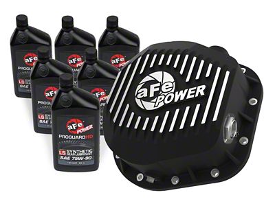 AFE Pro Series Rear Differential Cover with 75w-90 Gear Oil; Black; 10.25/10.50-12 Inch (11-22 F-250 Super Duty)