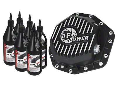AFE Pro Series Rear Differential Cover with 75w-90 Gear Oil; Black; Dana M275-14 (17-22 6.7L Powerstroke F-250 Super Duty)