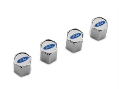 Valve Stem Caps with Ford Oval Logo; Set of 4 (Universal; Some Adaptation May Be Required)