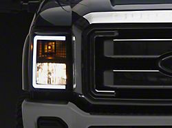 LED C-Bar Factory Style Headlights; Black Housing; Smoked Lens (11-16 F-250 Super Duty)