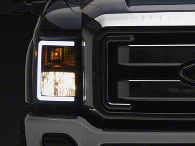 LED C-Bar Factory Style Headlights; Black Housing; Smoked Lens (11-16 F-250 Super Duty)