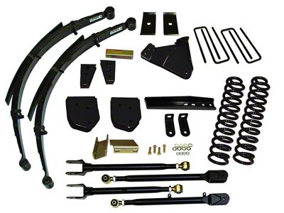 SkyJacker 4-Inch Suspension Lift Kit with 4-Link Conversion, Rear Leaf Springs and Black MAX Shocks (11-16 4WD 6.2L F-250 Super Duty)