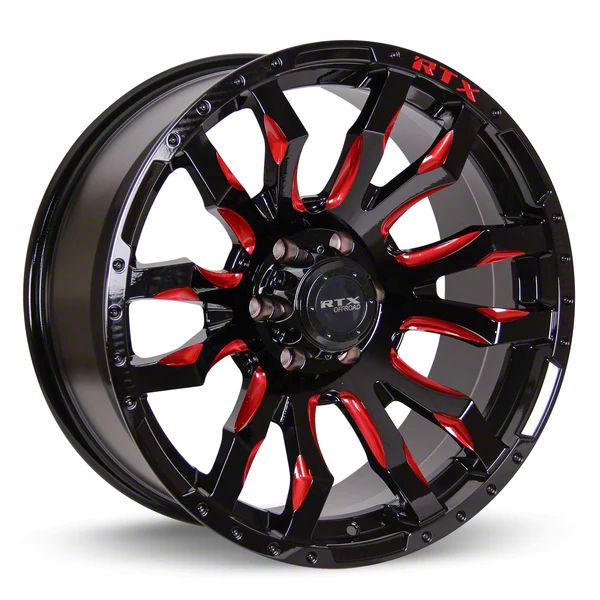 RTX Offroad Wheels F-250 Super Duty Patton Gloss Black Red Milling 8 ...