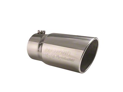 Angled Cut Rolled End Round Exhaust Tip; 5-Inch; Black (Fits 4-Inch Tail Pipe)