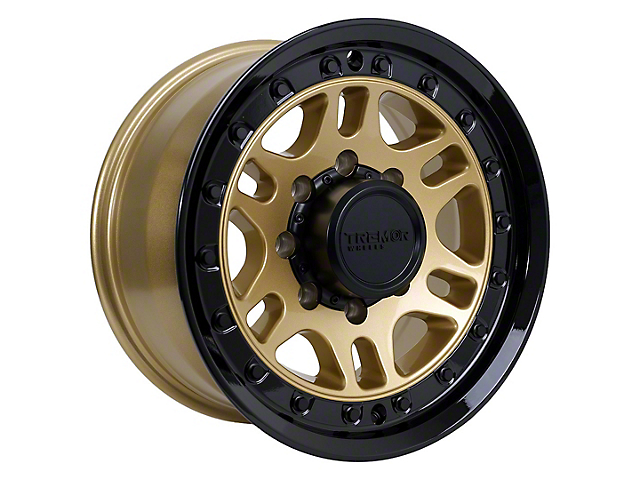 Tremor Wheels 105 Shaker Gloss Gold with Gloss Black Lip 8-Lug Wheel; 17x8.5; 0mm Offset (17-22 F-350 Super Duty SRW)
