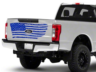 SpeedForm Tailgate Flag Distressed Wave Decal; Blue (Universal; Some Adaptation May Be Required)