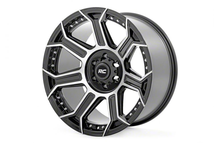 Rough Country One-Piece Series 89 Black Machined Gun Metal 8-Lug Wheel; 22x10; -19mm Offset (17-22 F-350 Super Duty SRW)