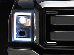 LED C-Bar Projector Style Headlights; White Housing; Clear Lens (11-16 F-250 Super Duty)