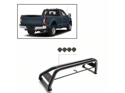Classic Roll Bar with 7-Inch Black Round LED Lights; Black (11-23 F-250 Super Duty)