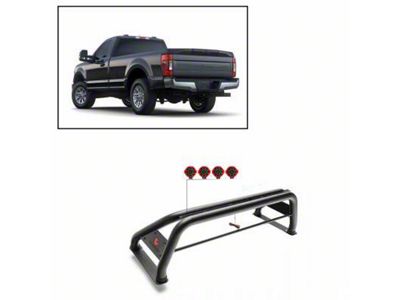 Classic Roll Bar with 7-Inch Red Round LED Lights; Black (11-23 F-250 Super Duty)