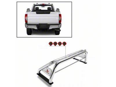 Classic Roll Bar with 7-Inch Red Round LED Lights; Stainless Steel (11-23 F-250 Super Duty)