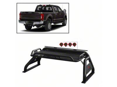 Atlas Roll Bar with 7-Inch Red Round LED Lights; Black (11-23 F-250 Super Duty)