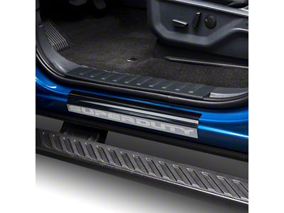 Putco Black Platinum Door Sills with Super Duty Logo (2023 F-350 Super Duty SuperCrew)