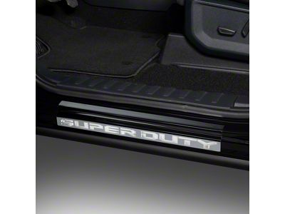 Putco Black Platinum Door Sills with Super Duty Logo (2023 F-350 Super Duty Regular Cab, SuperCab)