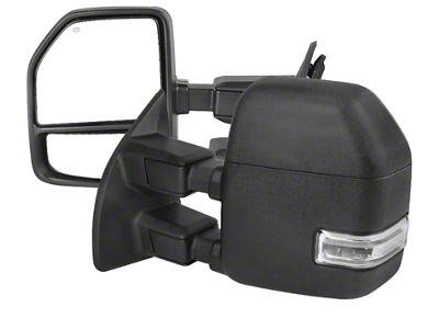 Powered Heated Towing Mirrors with Clear LED Turn Signals; Black (11-16 F-350 Super Duty)
