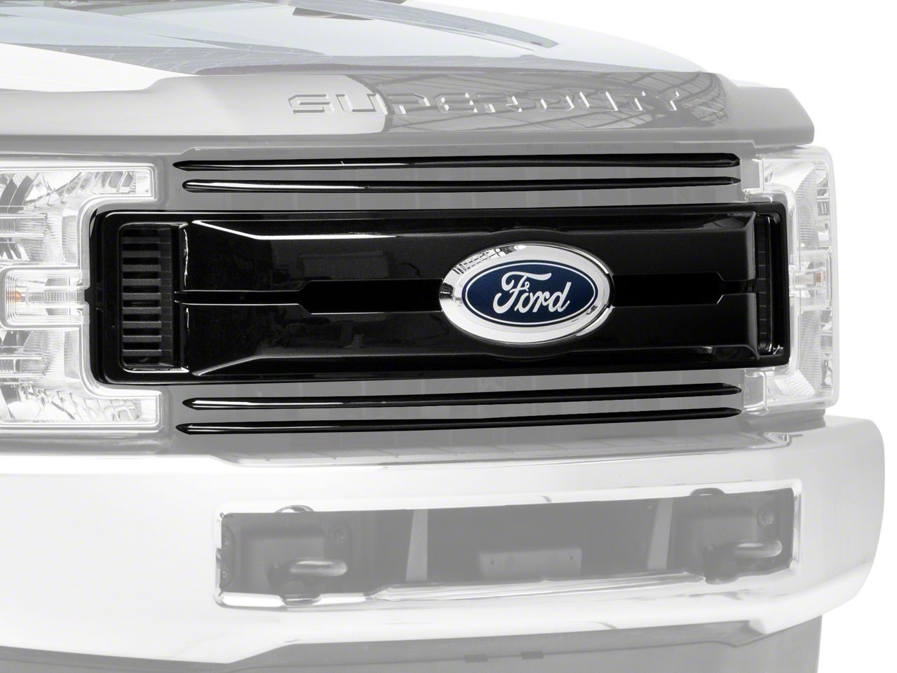 Upper Grille Overlay; Black (17-19 F-350 Super Duty)