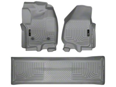 Husky Liners WeatherBeater Front and Second Seat Floor Liners; Footwell Coverage; Gray (12-16 F-250 Super Duty SuperCrew w/o Floor Shifter)
