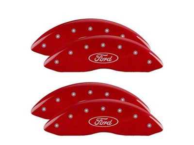 MGP Red Caliper Covers with Ford Oval Logo; Front and Rear (11-12 F-250 Super Duty)
