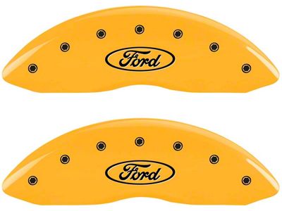 MGP Yellow Caliper Covers with Ford Oval Logo; Front and Rear (11-12 F-250 Super Duty)