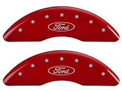 MGP Red Caliper Covers with Ford Oval Logo; Front and Rear (13-23 F-250 Super Duty)