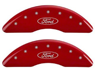 MGP Red Caliper Covers with Ford Oval Logo; Front and Rear (13-23 F-250 Super Duty)
