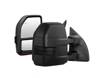 G4 Powered Heated Mirrors with Smoked Sequential LED Turn Signals; Black (11-15 F-350 Super Duty)