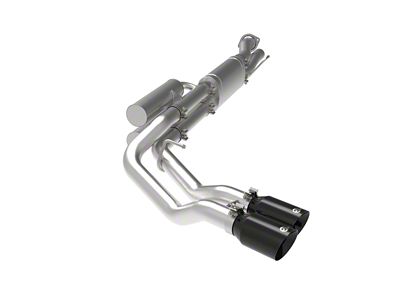AFE Rebel Series 3-Inch Dual Exhaust System with Black Tips; Middle Side Exit (20-22 7.3L F-250 Super Duty)