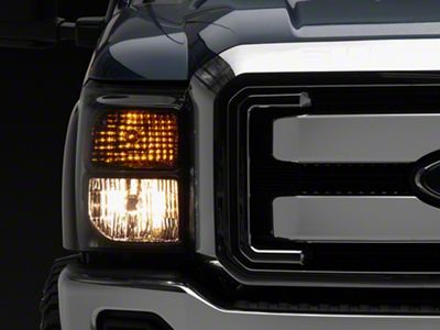 Factory Style Headlights with Amber Corner Lights; Chrome Housing; Smoked Lens (11-16 F-250 Super Duty)