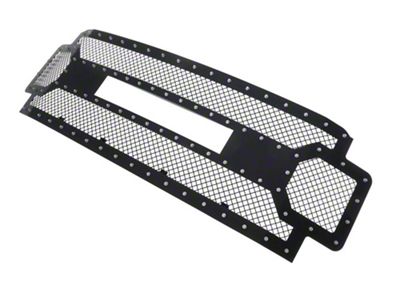 Stainless Steel Rivet Upper Replacement Grille; Black (17-19 F-250 Super Duty w/o Forward Facing Camera)