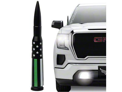EcoAuto Bullet Antenna; American Flag Green Line (07-23 Silverado 3500 HD)