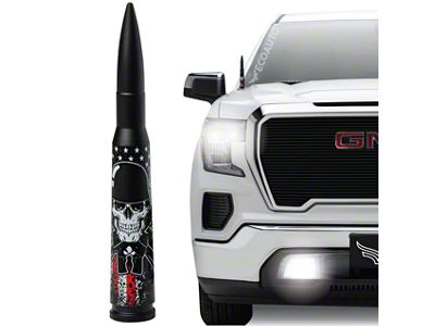 EcoAuto Bullet Antenna; American Skull Black (07-23 Silverado 3500 HD)
