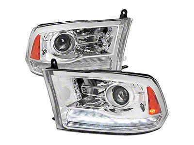 Switchback Sequential LED Bar Projector Headlights; Chrome Housing; Clear Lens (10-18 RAM 3500 w/ Factory Halogen Non-Projector Headlights)