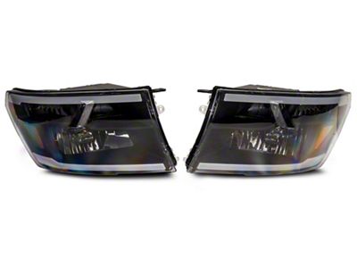 Raxiom Axial Series Headlights with LED Bar; Black Housing; Clear Lens (10-18 RAM 3500 w/ Factory Halogen Non-Projector Headlights)