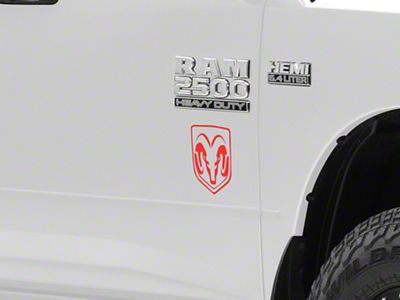 RAM Officially Licensed Small RAM Head Logo; Red (03-18 RAM 3500)