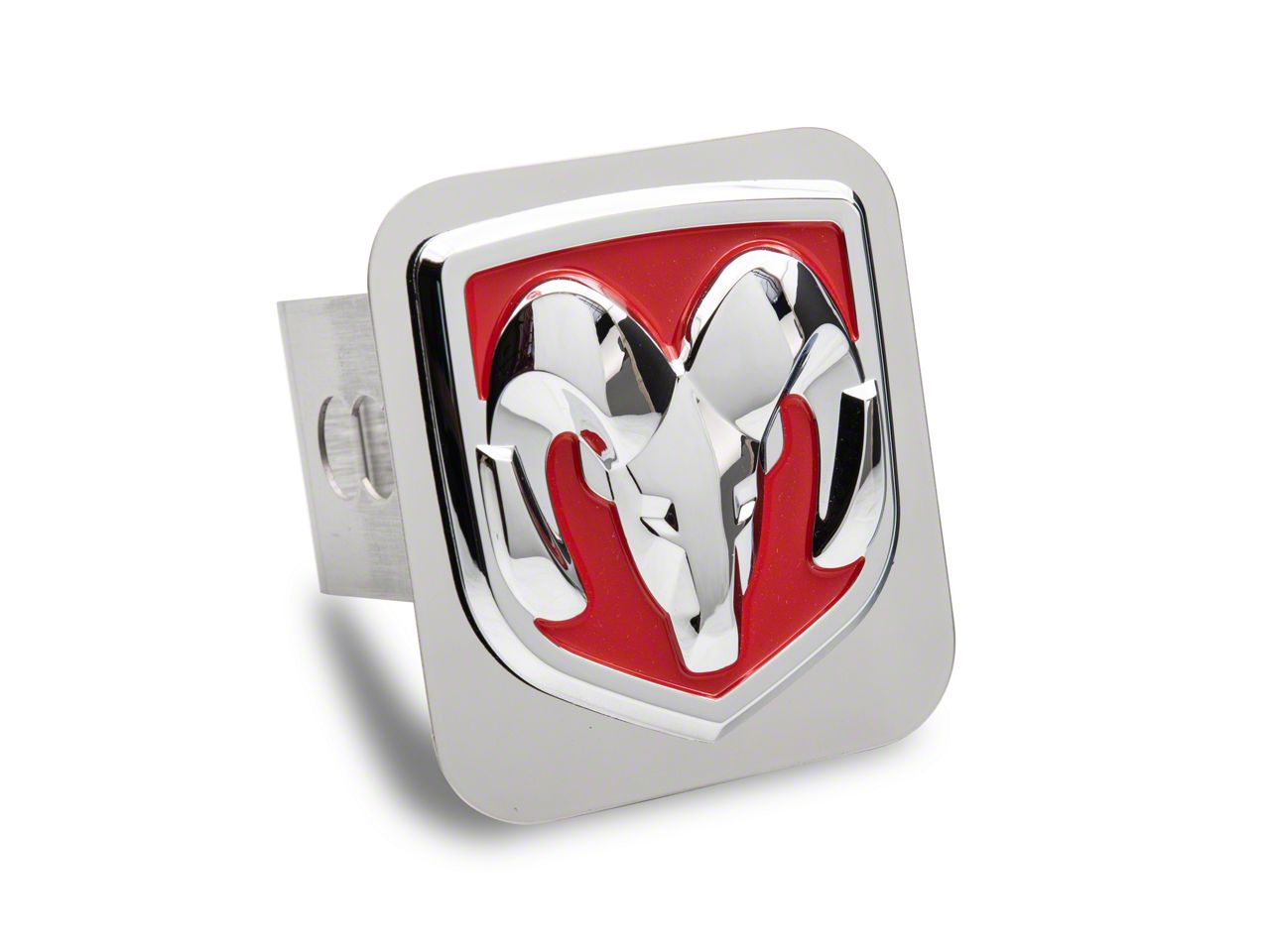 RAM 3500 RAM Head Hitch Cover; Chrome/Red Fill (Universal; Some Adaptation May Be Required