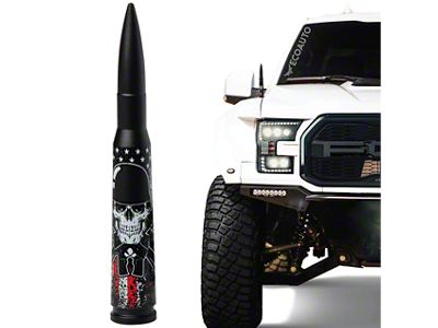 EcoAuto Bullet Antenna; American Skull Black (03-18 RAM 2500)