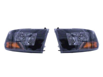 Raxiom Axial Series Euro Style Headlights with Single Bulb; Black Housing; Clear Lens (10-18 RAM 2500 w/ Factory Halogen Non-Projector Headlights)